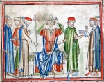 Korunovácia Harolda Godwinsona za anglického kráľa na ilustrácii z 13. storočia.